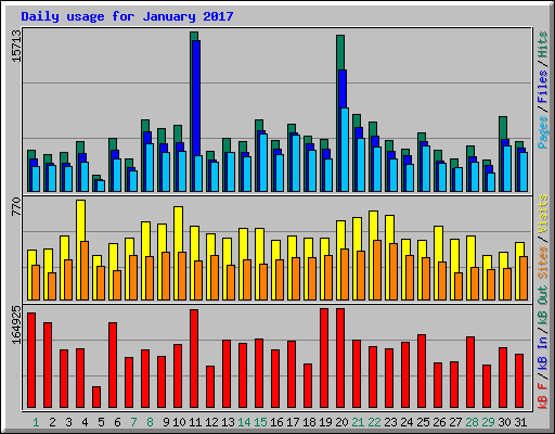 Daily usage for January 2017